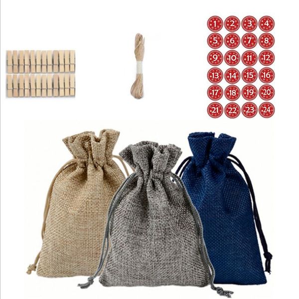 

christmas gift bags calendar countdown jute bag advent candy storage pouch diy wrap