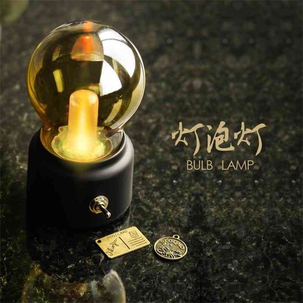 

rechargeable bulb nightlight creative nostalgia usb bedside table eye protection bedroom decorative led atmosphere lamp