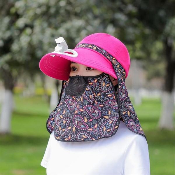 

cycling caps & masks sun cap riding face with electric fan flat eaves sports tea picking hat powered internal battery mutifunctional bandana, Black