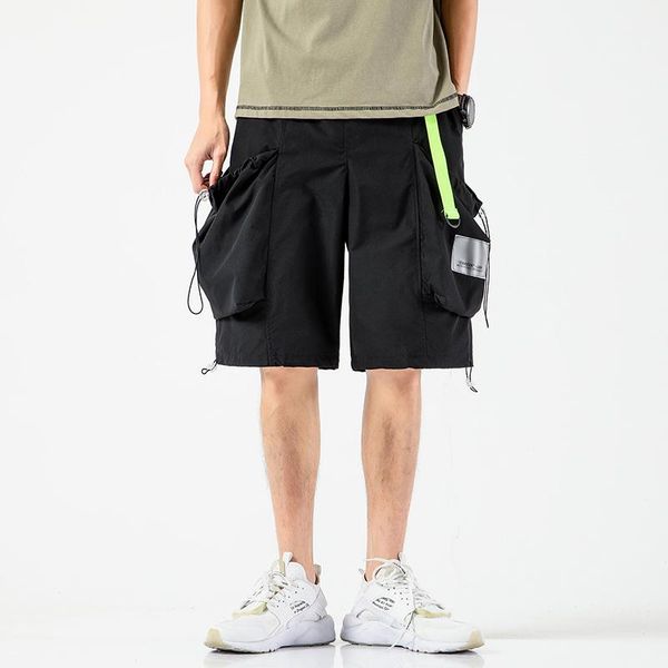 

aprilmomo2021 summer japanese large size pocket harlan overalls five points men's casual shorts trendy fashion, White;black