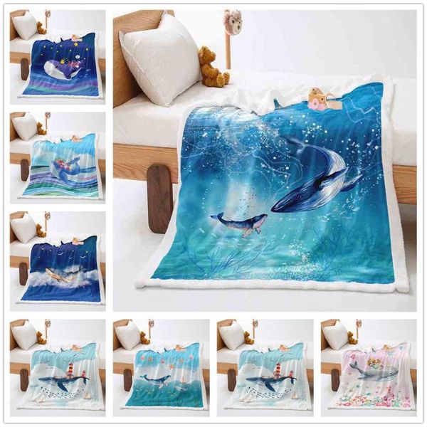 

blankets undersea whale 3d digital printing thick lamb cashmere crystal velvet blanket