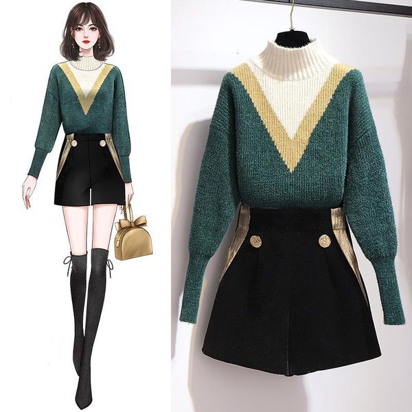 

women's tracksuits autumn and winter base thickening ins sen green turtleneck sweater women loose outer wear lazy style, Gray