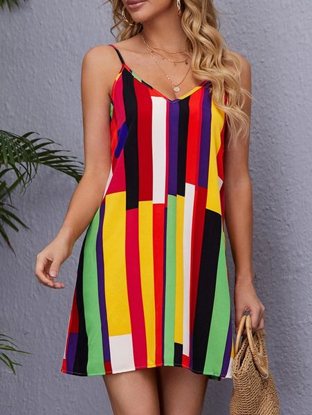 

striped print cami dress k2wz#, Black;gray