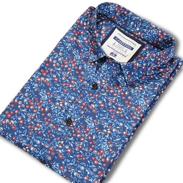 

men's stylish flowers print standard-fit dress shirts comfortable cotton long sleeve casual thin shirt for all year round, White;black