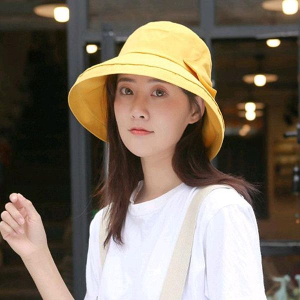 

wide brim hats summer fashion fisherman foldable beach sun hat korean bucket cap bow women's visor breathable sunscreen, Blue;gray