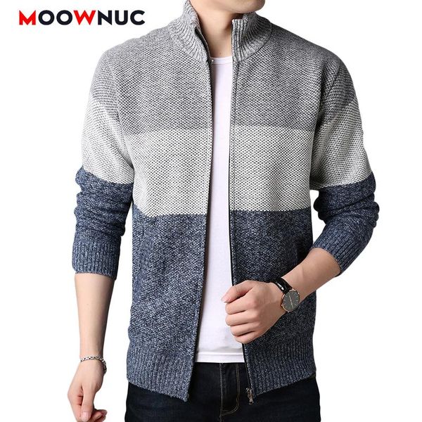 

men's sweaters fashion cardigan 2021 patchwork long sleeves thick slim classic keep warm male spring autumn winter moownuc, White;black