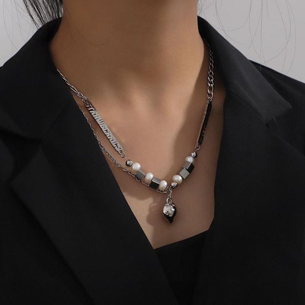 

chains fashion hip-hop stainless steel stitching double round bead necklace men and women all-match, Silver