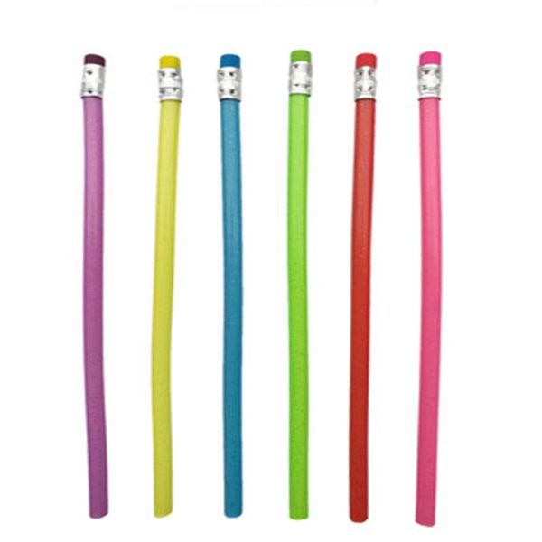 

10pc shining powder soft pencil colorful flexible funny stationery kid toy pen unbreakable office school writing bend diy pencils