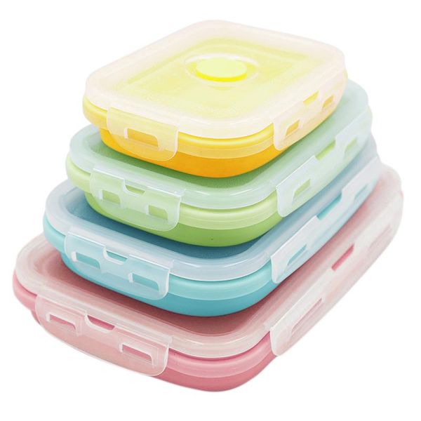 

dinnerware sets silicone grade collapsible kitchen containers bento take away lunch box microwavable for snack picnic camping eco frien
