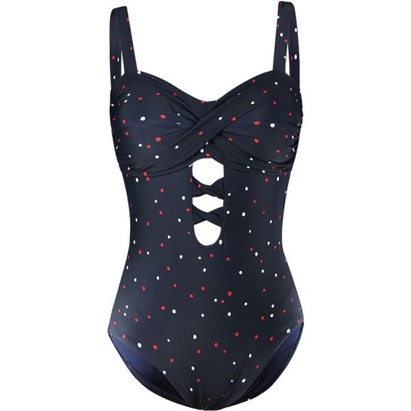 

july sand swimwear women dot printed fitness swimsuit lady backless bathing suit 210712, White;black