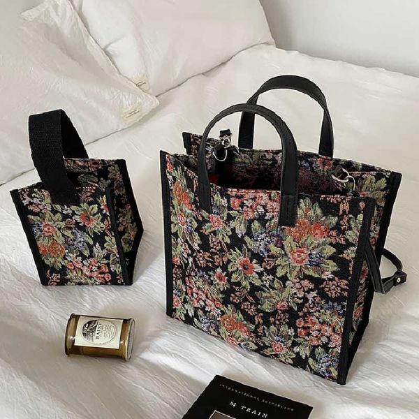 

storage bags trendy women's ladies shoulder messenger canvas flower