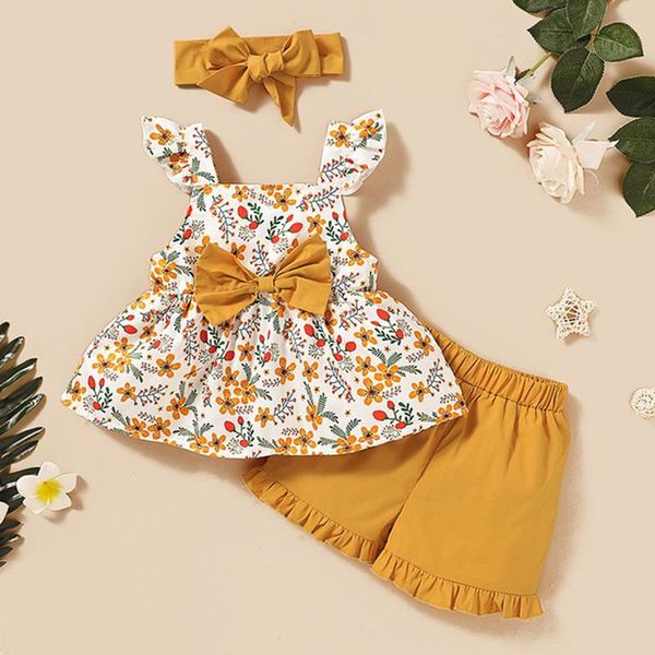 

clothing sets melario baby girl clothes set summer cotton print flower and shorts 2pcs infant toddler girls outfits, White
