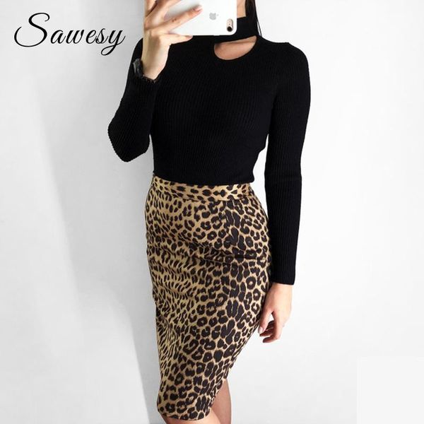 

skirts high waist leopard skirt women 2021 fashion autumn winter pencil arrival midi bodycon female club, Black
