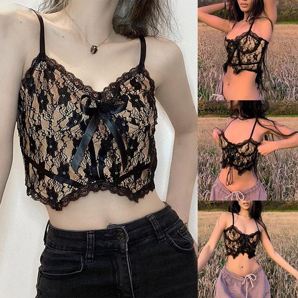 

women's tanks & camis fashion lace stitching sling short vest black, White