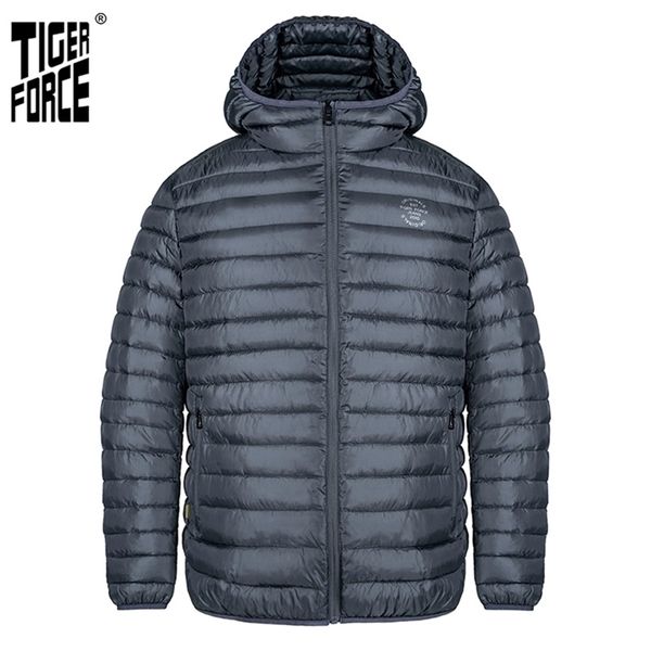 

tiger force spring jacket men solid jacket men's hooded puffer coat casual fashion outerwear clothes 50402 211124, Black