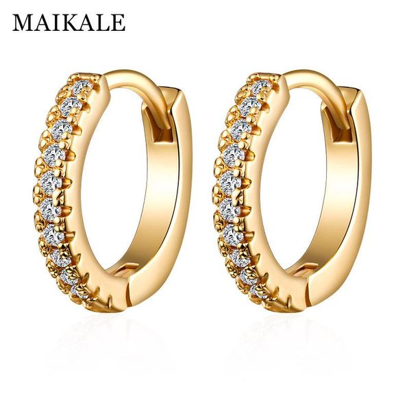 

stud maikale round circle openwork cubic zircon korean fashion simple wild earrings for women jewelry gift high quality, Golden;silver