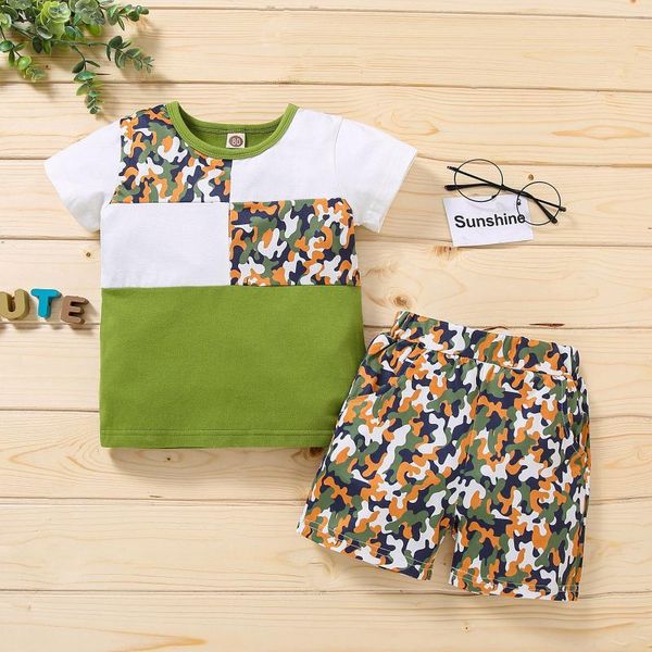 

clothing sets camouflage print boys t shirt shorts outfits set cotton short sleeve o-neck casual tshirt suits conjuntos de menino, White