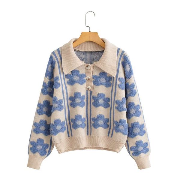 

autumn style lapel long sleeve buckle knitted sweater for women, White;black