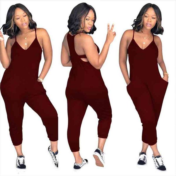 

summer 6colors strap plus size women jumpsuits v neck backless bodysuit female solid sleeveless slip overalls wdc1901, Black;white