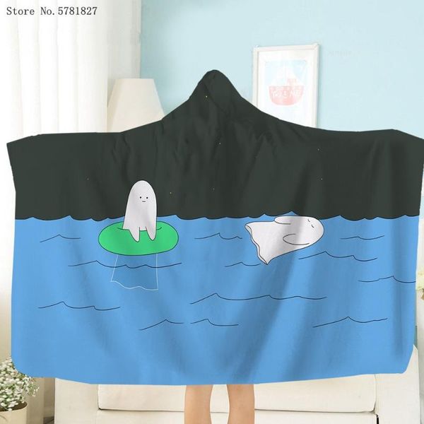 

blankets anime cartoon hooded blanket artistic illustration fleece bag clothes wearable 3d print nap office throw