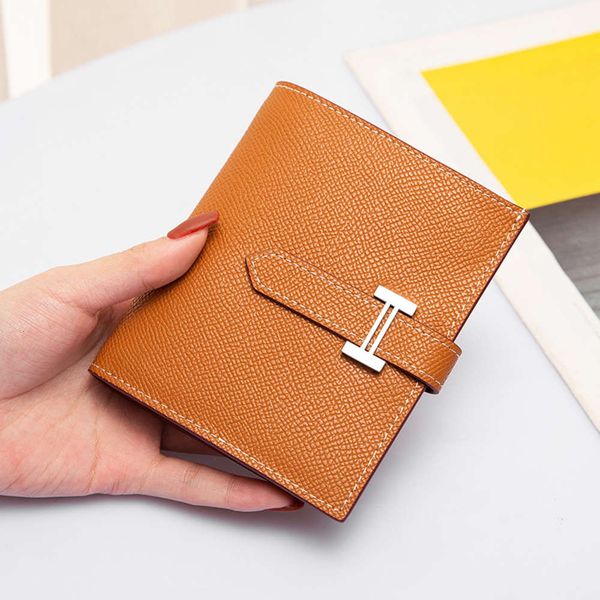 

leather wallet 2021 lady h wallet short card bag zero, Red;black
