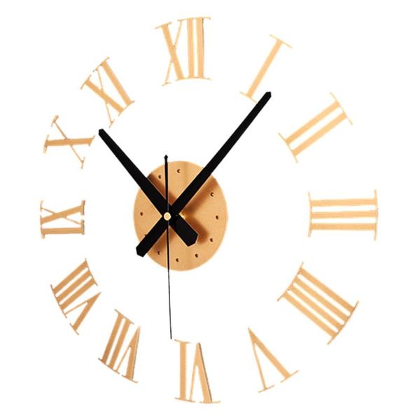 

sfdc-diy luxury 3d roman numerals wall clock large size home decoration art gold clocks