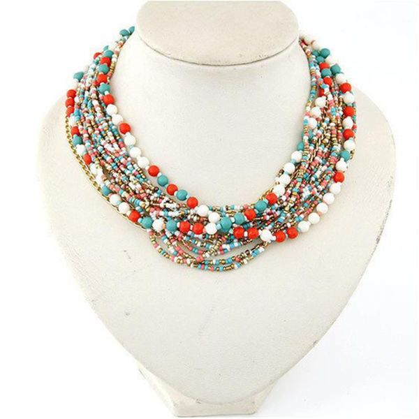 

pendant necklaces 2021 vintage bohemian big statement beads chain tassel for women maxi simple style tribal jewelry handmade necklace, Silver