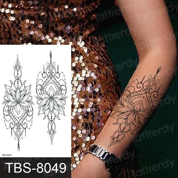 

temporary tattoos black henna tattoo sticker flower lace mandala stickers body art arabic decal stretch lotus