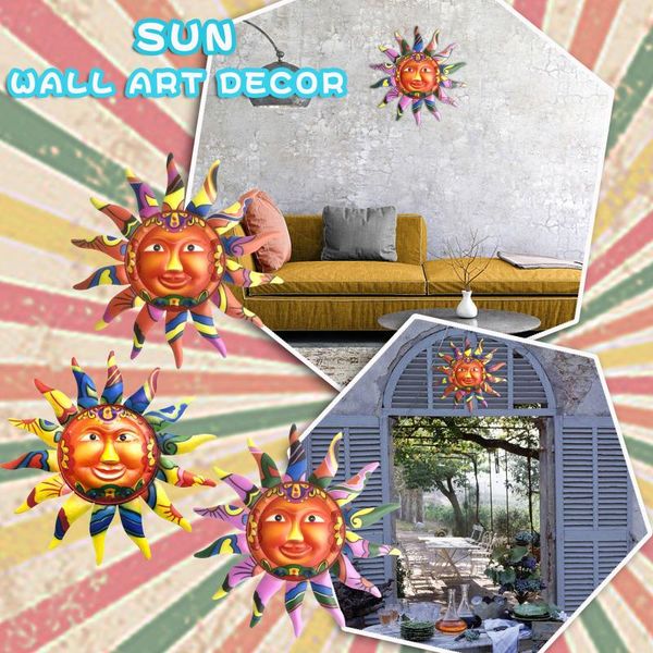 

wall stickers metal sticker decor 12.7 inch sun art hanging for indoor outdoor garden ornaments iron pendant
