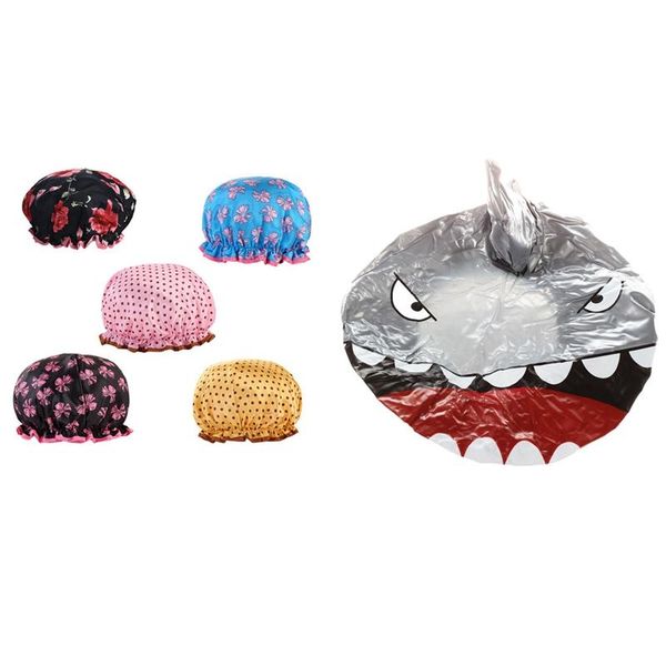 

shower caps animal waterproof cap bath dry hair cover protector hat gray & large for women