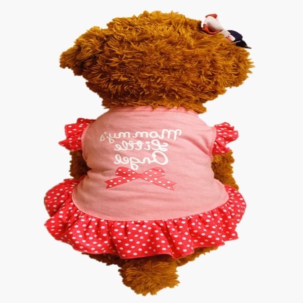 

the dog clothes red summer pet dog clothing cotton flying sleeve skirt series teddy cute