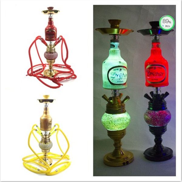 75 cm alto bicchiere di narghilè con luce Four Tube Bar Fashion Water Fumore Social Portafiltro Portafiltro Tabacco Tubi Portatile Accessori per fumo in magazzino