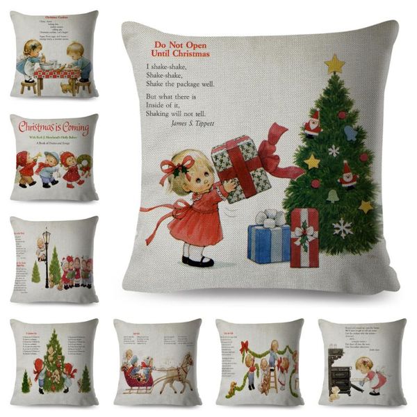 

cushion/decorative pillow merry christmas story cushon cover decor cartoon fairy tale case for children room sofa home polyester pillowcase