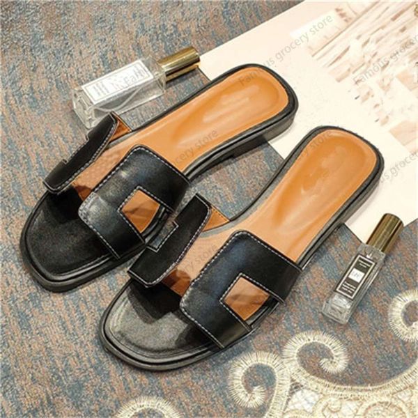 

early spring sandals flat slippers leather comfortable women's shoes, Black