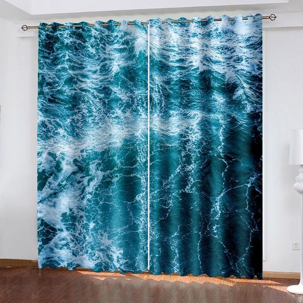 

curtain & drapes blue sea waves scenery window curtains for living room bedroom modern polyester blackout fabric