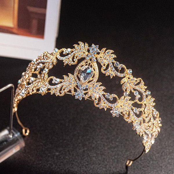 

hair clips & barrettes bridal crown headwear rhinestones inlaid retro headdress luxury wedding birthday accessories for female h9, Golden;silver