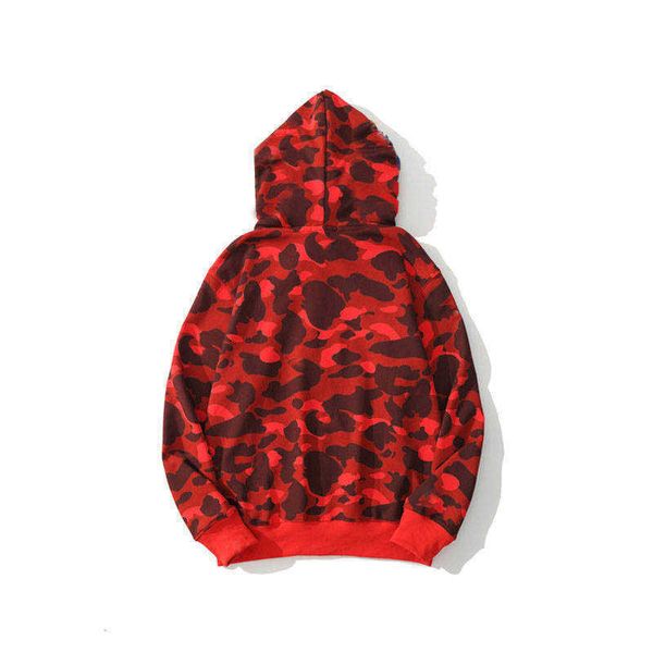 

camo hoodie herren jackets bathing shark camouflage ape red sweatshirts shark head coat zipper large size 3xl, Black