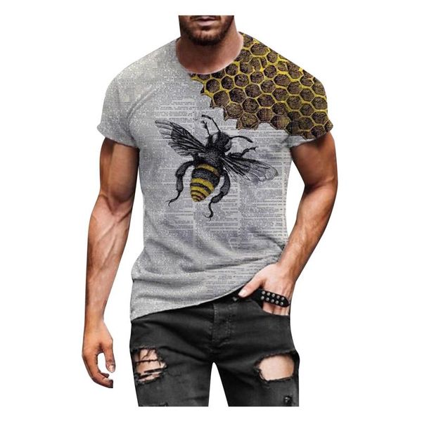 

men's t-shirts retro bee print short sleeve slim t shirts mens casual o-neck pullover tee 2021 summer fashion men clothing streetwear p, White;black