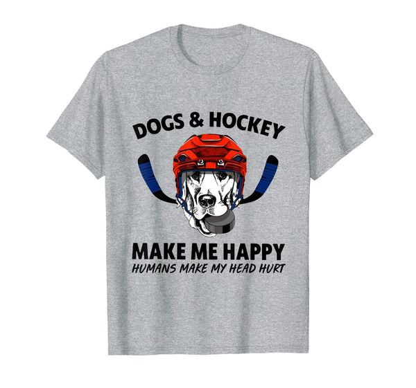 

dogs and hockey make me happy humans make my head hurt dog t-shirt, White;black