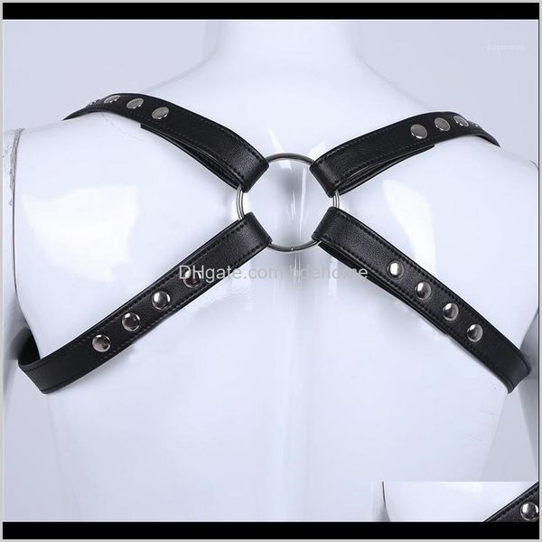 

belts & aessories drop delivery 2021 fashion men lingerie faux leather adjustable body chest harness bondage gay costume with press butt, Black;brown