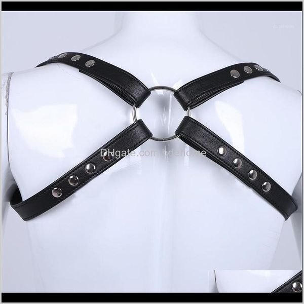 Cinture Aessories Drop Delivery 2021 Moda Uomo sexy Lingerie Ecopelle Regolabile Pettorina pettorale Bondage Costume gay con testa a pressione