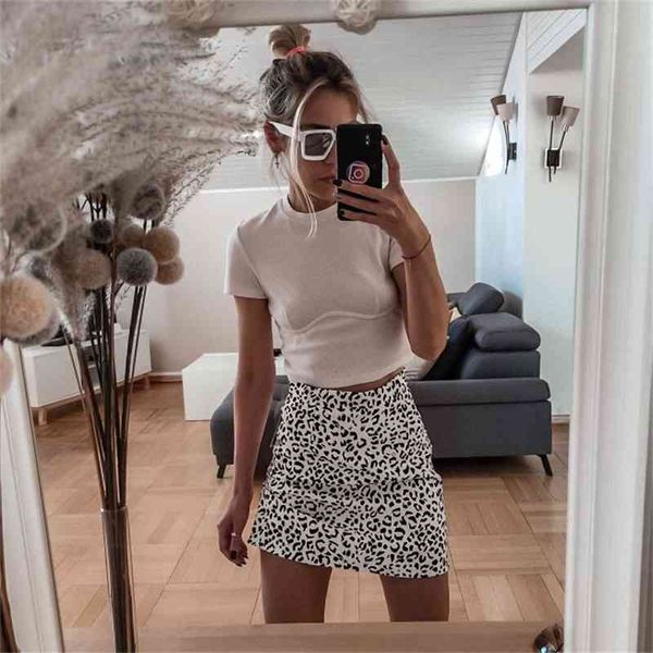 

color leopard print temperament a short skirt women's spring korean slim skirt joker high waist hip skirt 210507, Black