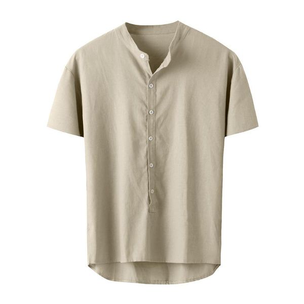 

men's casual shirts fashion men shirt v neck short sleeve button streetwear solid color blouse korean style, White;black