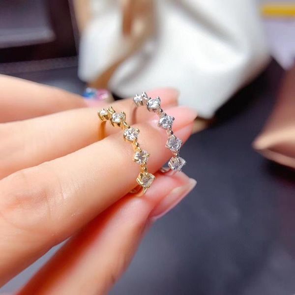 

meibapj 3mm white moissanite diamond trend simple ring for women 925 sterling silver fine wedding jewelry cluster rings, Golden;silver
