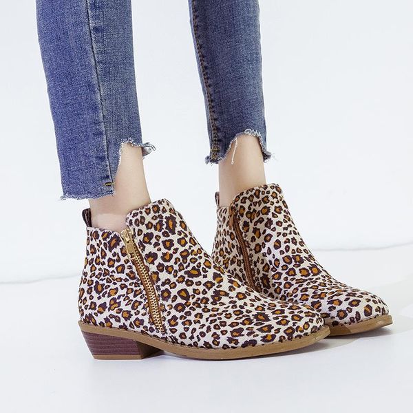 

boots short women 2021 winter fashion british ankle zipper square heel warm non-slip round-toe boot shoes for ladies, Black