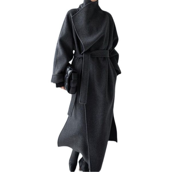 Misto lana da donna X-long Moda invernale Cappotto in cashmere double face Donna Risvolto grande Temperamento elegante Capispalla di lana