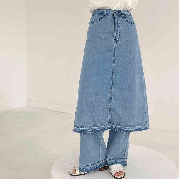 

women's jeans [deat] light blue temperament back split wide leg high waist loose women trousers fashion spring autumn 13s475 rxxw