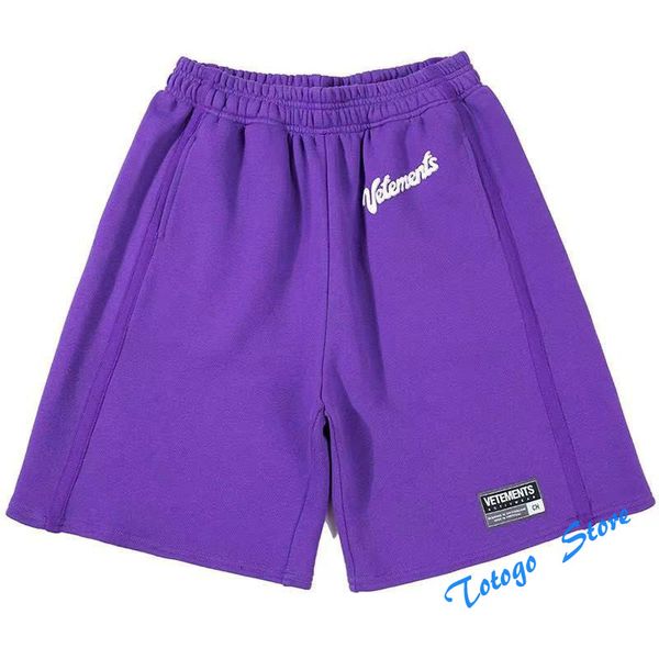 

hip-hop casual patch logo vetements sweet shorts men women foam print vetements breeches purple black white gray, White;black