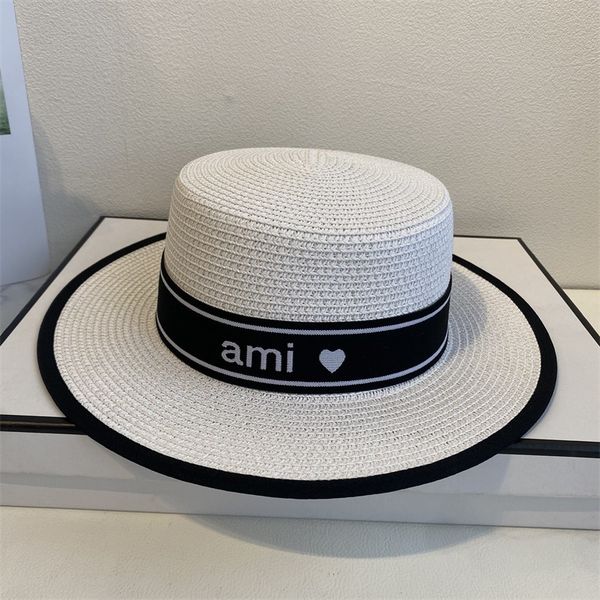 

love flat hat signature net red same hat children signature fashion brand straw hats summer new sun protection hat hats girl zy, Blue;gray