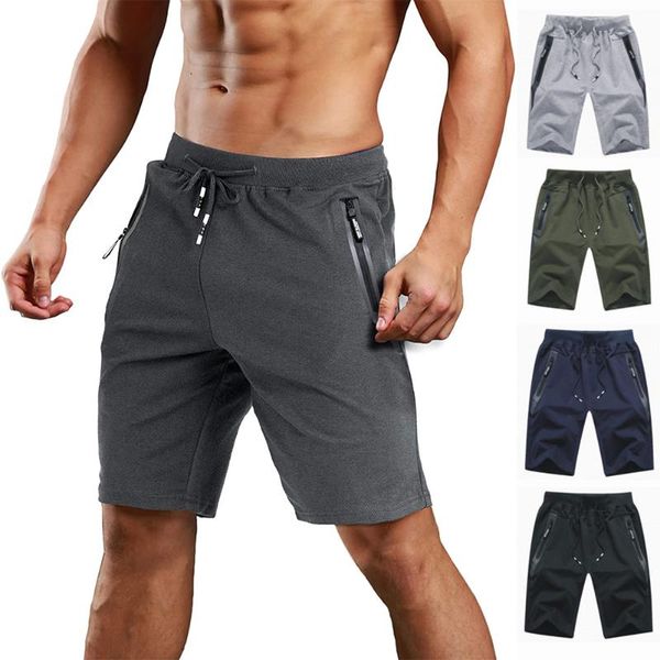 

men's shorts 2021 summer running elastic waist cotton gym mens zip pockets sports joggers linen breathable, White;black